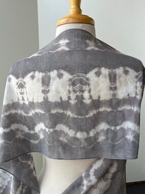 Silk and Cotton Hand Dyed Artist Made Scarf, Neutral Tone, Lightweight